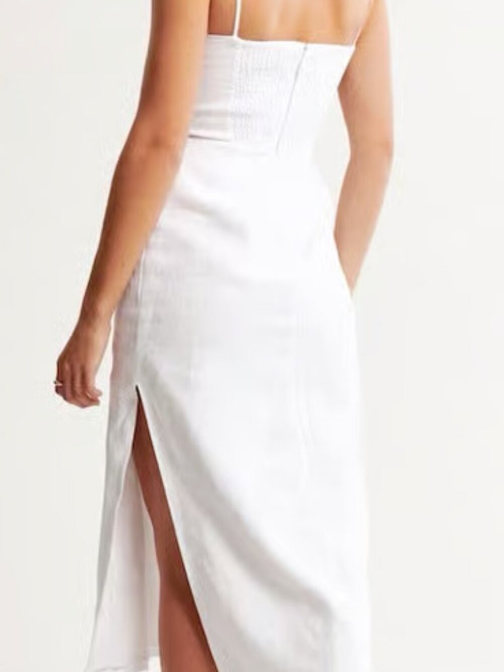 ABERCROMBIE & FITCH linen collection midi dress with side slit in white (S) - Picture 4 of 16